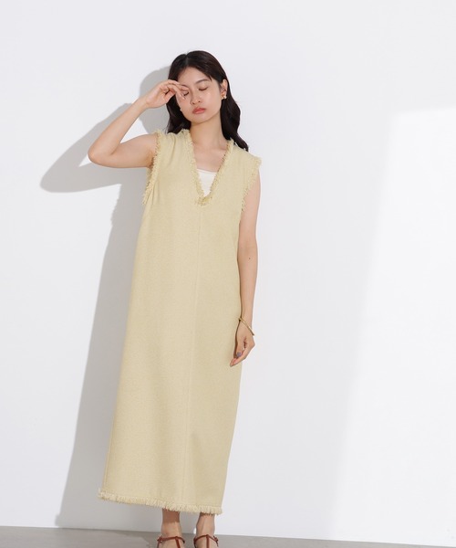 N.（N. Natural Beauty Basic）（エヌエヌナチュラルビューティーベーシック）の「ライトツイーディーナローワンピース（ワンピース・レディース・イエロー/ブラック・MEDIUM）」の17枚目の写真