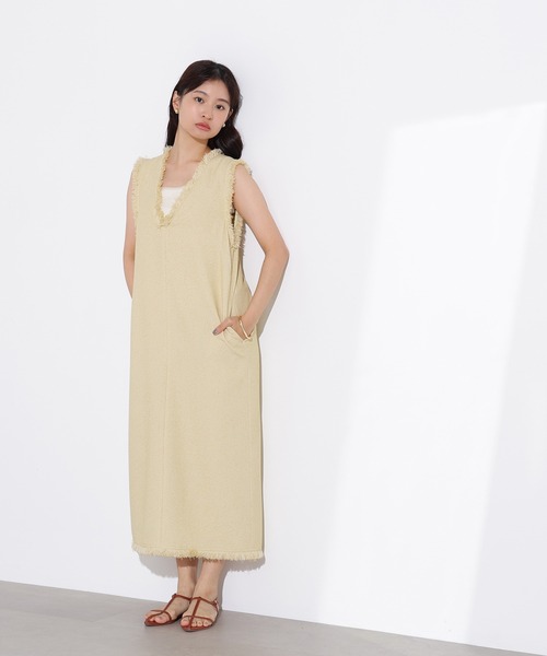 N.（N. Natural Beauty Basic）（エヌエヌナチュラルビューティーベーシック）の「ライトツイーディーナローワンピース（ワンピース・レディース・イエロー/ブラック・MEDIUM）」の18枚目の写真