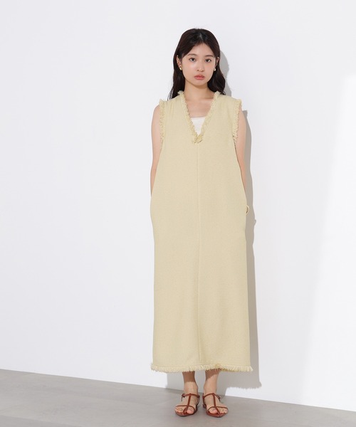 N.（N. Natural Beauty Basic）（エヌエヌナチュラルビューティーベーシック）の「ライトツイーディーナローワンピース（ワンピース・レディース・イエロー/ブラック・MEDIUM）」の20枚目の写真