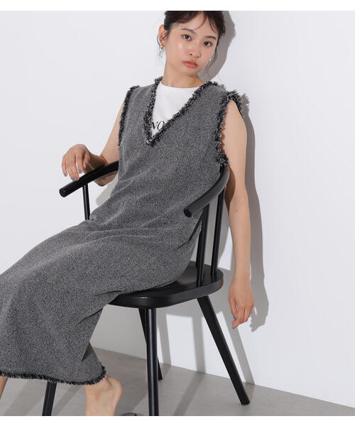 N.（N. Natural Beauty Basic）（エヌエヌナチュラルビューティーベーシック）の「ライトツイーディーナローワンピース（ワンピース・レディース・イエロー/ブラック・MEDIUM）」の22枚目の写真