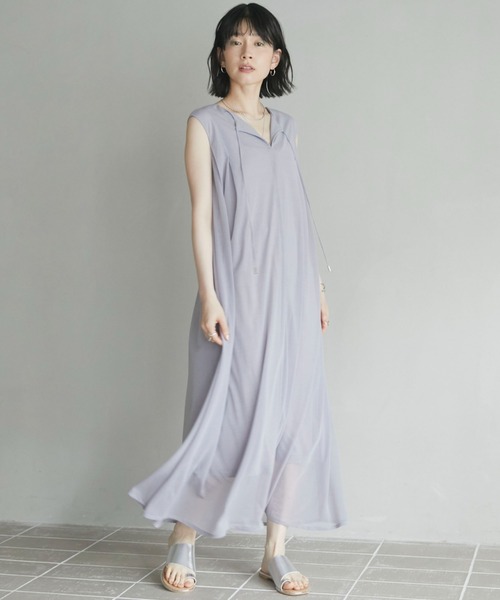 Doux archives（ドゥアルシーヴ）の「2WAYエスパンディロングワンピース（ワンピース・レディース・ネイビー/グレー/カーキ・38）」の8枚目の写真