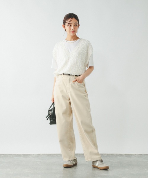 GLOBAL WORK（グローバルワーク）の「シアーフリンジベスト＊半袖T/492462（Tシャツ/カットソー・レディース・ライトグレー/ブラック/オフホワイト・MEDIUM/LARGE）」の4枚目の写真
