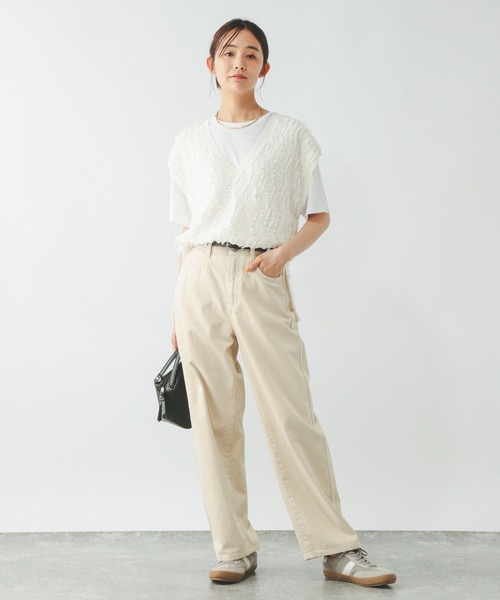 GLOBAL WORK（グローバルワーク）の「シアーフリンジベスト＊半袖T/492462（Tシャツ/カットソー・レディース・ライトグレー/ブラック/オフホワイト・MEDIUM/LARGE）」の5枚目の写真