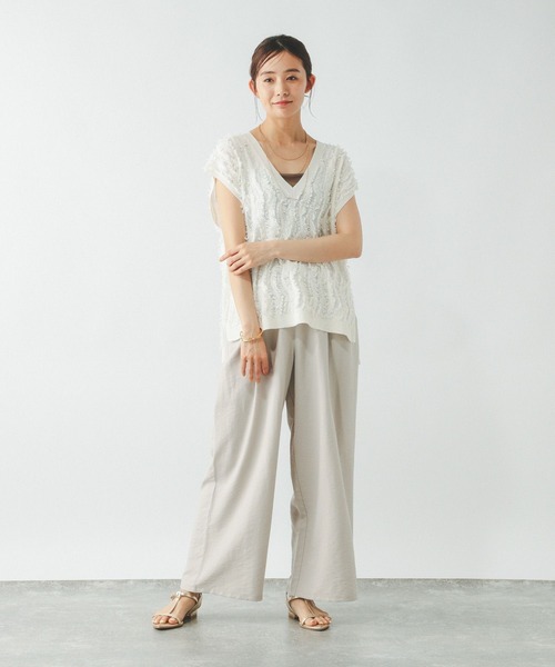 GLOBAL WORK（グローバルワーク）の「シアーフリンジベスト＊半袖T/492462（Tシャツ/カットソー・レディース・ライトグレー/ブラック/オフホワイト・MEDIUM/LARGE）」の8枚目の写真