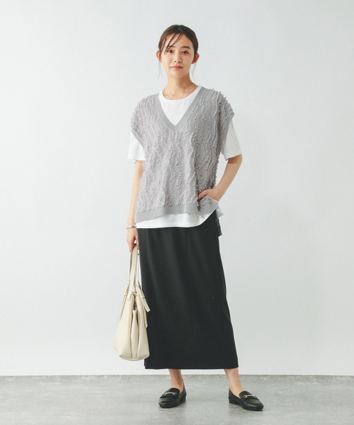 GLOBAL WORK（グローバルワーク）の「シアーフリンジベスト＊半袖T/492462（Tシャツ/カットソー・レディース・ライトグレー/ブラック/オフホワイト・MEDIUM/LARGE）」の16枚目の写真