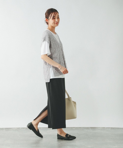 GLOBAL WORK（グローバルワーク）の「シアーフリンジベスト＊半袖T/492462（Tシャツ/カットソー・レディース・ライトグレー/ブラック/オフホワイト・MEDIUM/LARGE）」の17枚目の写真