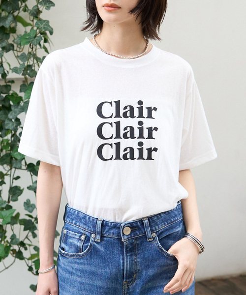 Rouge vif Anna(ルージュヴィフアンナ)の「シアーロゴTシャツ(Tシャツ/カットソー・レディース・ホワイト/チャコールグレー・フリー)」の1枚目の写真