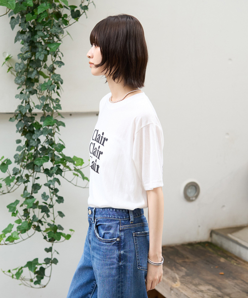 Rouge vif Anna(ルージュヴィフアンナ)の「シアーロゴTシャツ(Tシャツ/カットソー・レディース・ホワイト/チャコールグレー・フリー)」の6枚目の写真