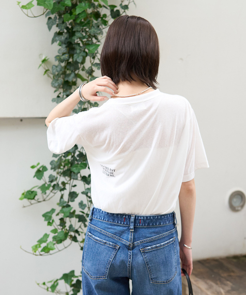 Rouge vif Anna(ルージュヴィフアンナ)の「シアーロゴTシャツ(Tシャツ/カットソー・レディース・ホワイト/チャコールグレー・フリー)」の7枚目の写真