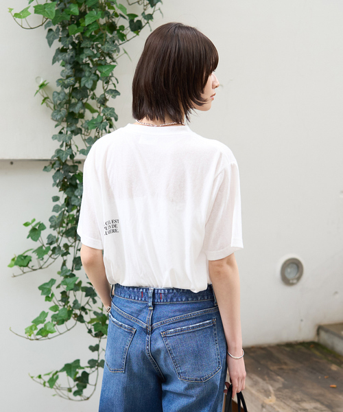Rouge vif Anna(ルージュヴィフアンナ)の「シアーロゴTシャツ(Tシャツ/カットソー・レディース・ホワイト/チャコールグレー・フリー)」の9枚目の写真