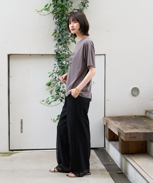 Rouge vif Anna(ルージュヴィフアンナ)の「シアーロゴTシャツ(Tシャツ/カットソー・レディース・ホワイト/チャコールグレー・フリー)」の22枚目の写真