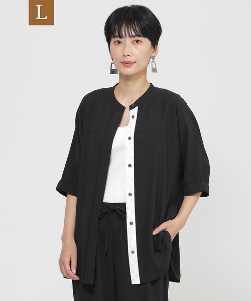 ブラウス シャツ 「L」「夏でもさらっと」「吸水速乾」「ウォシャブル」バックサテンジョーゼットブラウス レディース L】【夏でもさらっと】【吸水速乾】【ウォシャブル】バック