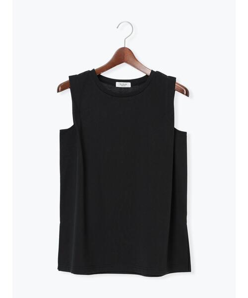 Te chichi TERRASSE（テチチテラス）の「【接触冷感】肩タックノースリーブチュニック（Tシャツ/カットソー・レディース・ブラウン/オフホワイト/チャコールグレー・F）」の2枚目の写真