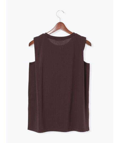 Te chichi TERRASSE（テチチテラス）の「【接触冷感】肩タックノースリーブチュニック（Tシャツ/カットソー・レディース・ブラウン/オフホワイト/チャコールグレー・F）」の10枚目の写真