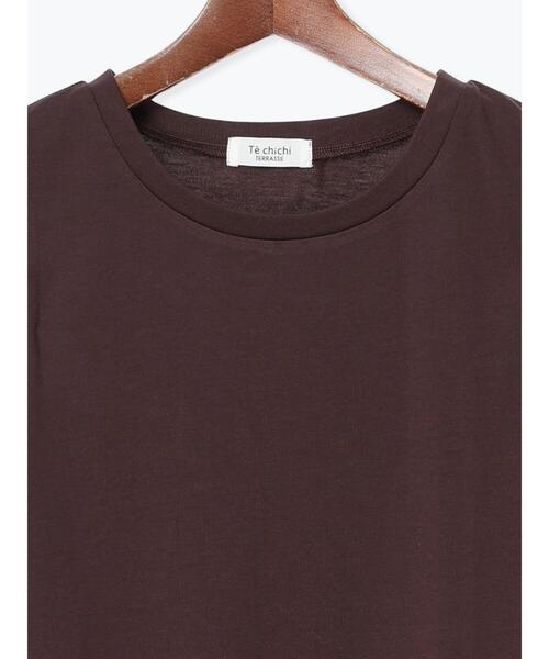 Te chichi TERRASSE（テチチテラス）の「【接触冷感】肩タックノースリーブチュニック（Tシャツ/カットソー・レディース・ブラウン/オフホワイト/チャコールグレー・F）」の11枚目の写真