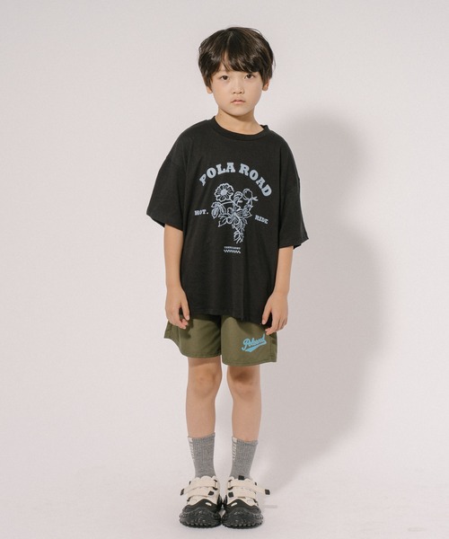 マークアンドロナ　ハーフパンツ　総柄　サイドライン セール】【POLAROAD/ポーラロード】ロゴデザインハーフパンツ