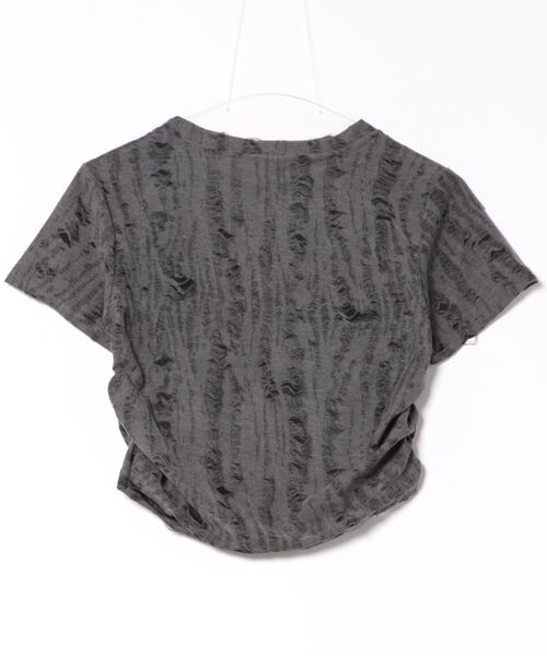 onum（オヌム）の「バタフライ刺繍Tシャツ/ クラッシュ加工/デザインTシャツ（Tシャツ/カットソー・レディース・ブラック/オフホワイト/グレー・FREE）」の7枚目の写真