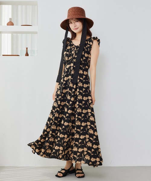 mysty woman（ミスティウーマン）の「デザインエンパイアワンピース　574371（ワンピース・レディース・オフホワイト/ブラック・FREE）」の6枚目の写真