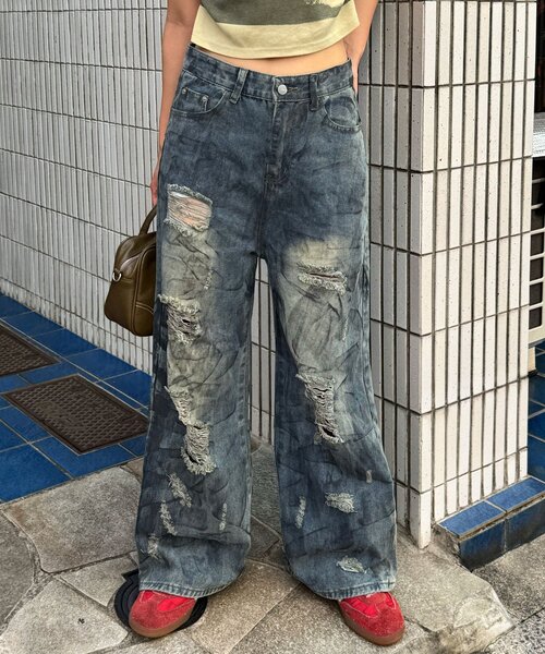 CIAOPANIC（チャオパニック）の「【neutral】ヴィンテージライクワイドデニム（デニムパンツ・レディース・インディゴブルー・SMALL/MEDIUM）」の3枚目の写真