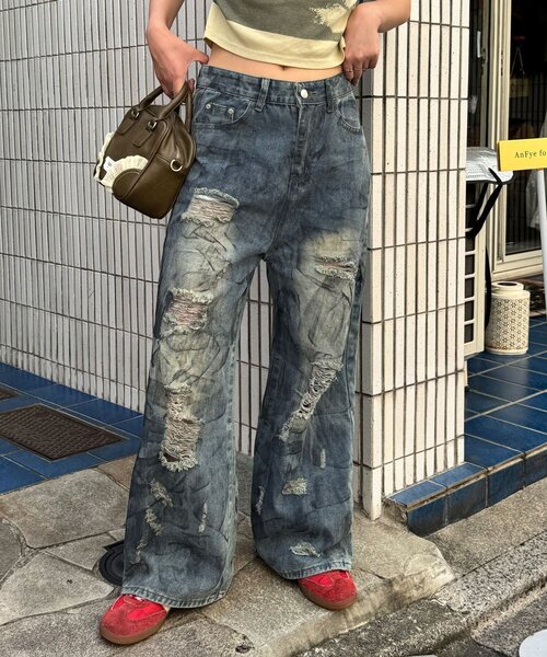 CIAOPANIC（チャオパニック）の「【neutral】ヴィンテージライクワイドデニム（デニムパンツ・レディース・インディゴブルー・SMALL/MEDIUM）」の4枚目の写真