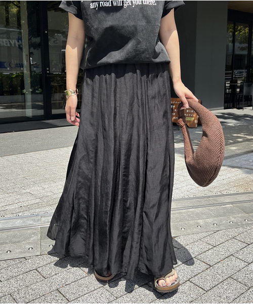 JOURNAL STANDARD（ジャーナルスタンダード）の「《WEB限定追加2》シアーレーヨンリネンスカート（スカート・レディース・ブラック/ライトグレー・FREE）」の7枚目の写真