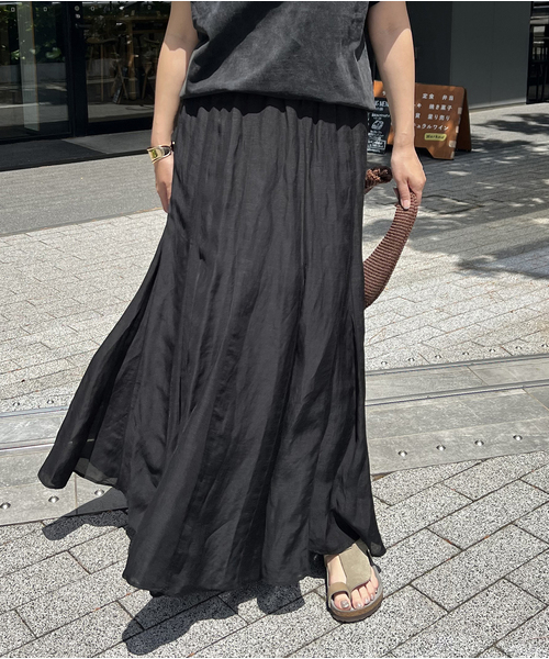 JOURNAL STANDARD（ジャーナルスタンダード）の「《WEB限定追加2》シアーレーヨンリネンスカート（スカート・レディース・ブラック/ライトグレー・FREE）」の8枚目の写真