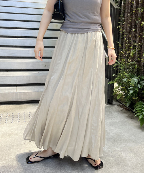 JOURNAL STANDARD（ジャーナルスタンダード）の「《WEB限定追加2》シアーレーヨンリネンスカート（スカート・レディース・ブラック/ライトグレー・FREE）」の12枚目の写真