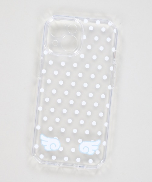 セール】iPhone15/16対応 クリアスマホケース/ドット羽根/ウィッシュ