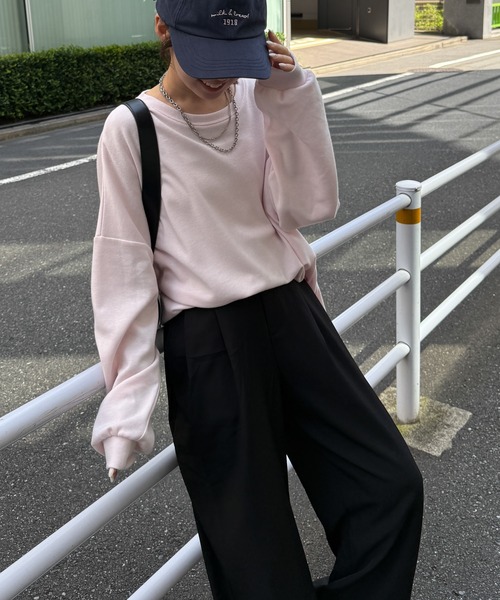 RANAN(ラナン)の「オーバーサイズスウェットT(Tシャツ/カットソー・レディース・ブラック/グレー/ホワイト/ピンク・M-L/XL-XXL)」の4枚目の写真