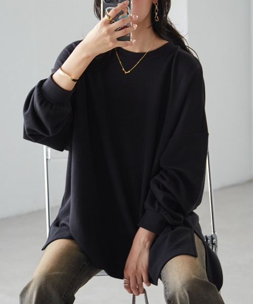 RANAN(ラナン)の「オーバーサイズスウェットT(Tシャツ/カットソー・レディース・ブラック/グレー/ホワイト/ピンク・M-L/XL-XXL)」の16枚目の写真