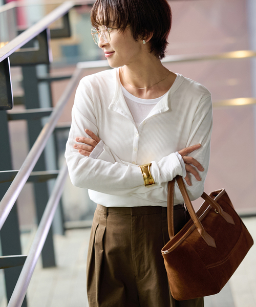 【試着のみ新品】ソフトテレコヘンリープルオーバー／バーガンディ セール】ソフトテレコヘンリープルオーバー（Tシャツ/カットソー