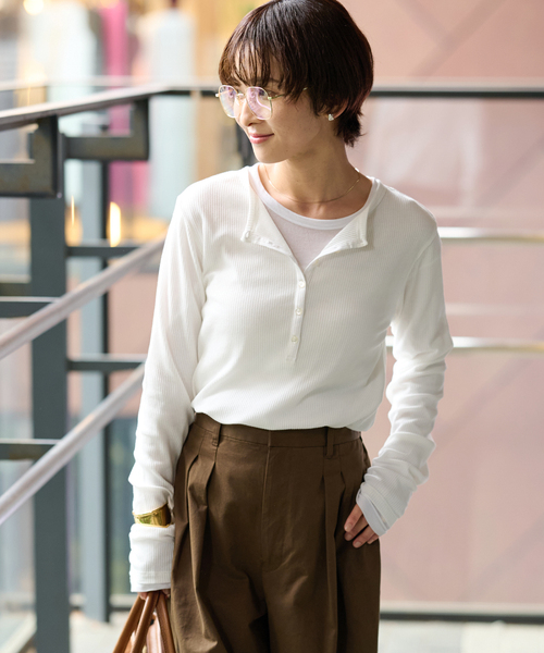 【試着のみ新品】ソフトテレコヘンリープルオーバー／バーガンディ JOURNAL STANDARD relume｜[25AW新作]ソフトテレコヘンリープル