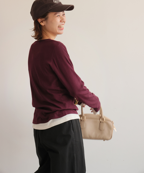 【試着のみ新品】ソフトテレコヘンリープルオーバー／バーガンディ JOURNAL STANDARD relume｜[25AW新作]ソフトテレコヘンリープル