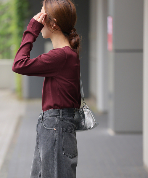 【試着のみ新品】ソフトテレコヘンリープルオーバー／バーガンディ 25AW新作］ソフトテレコヘンリープルオーバー（Tシャツ/カットソー