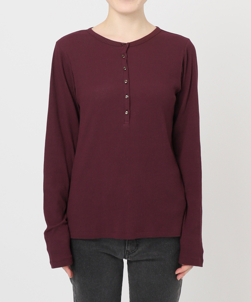 【試着のみ新品】ソフトテレコヘンリープルオーバー／バーガンディ 25AW新作］ソフトテレコヘンリープルオーバー（Tシャツ