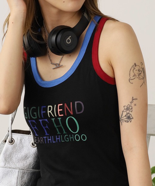 ROOPTOKYO（ループトウキョウ）の「Colorful Print Tank Top / カラフルプリント タンクトップ 夏物 夏服（タンクトップ・レディース・ホワイト/イエロー/ブラック・FREE）」の9枚目の写真