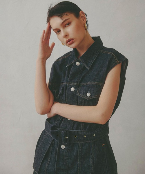 SOMETHING（サムシング）の「【GISELe 10月号掲載】atelier SOMETHING BELTED DENIM JACKET/アトリエサムシングベルテッドデニムジャケット（デニムジャケット・レディース・インディゴブルー・FREE）」の14枚目の写真