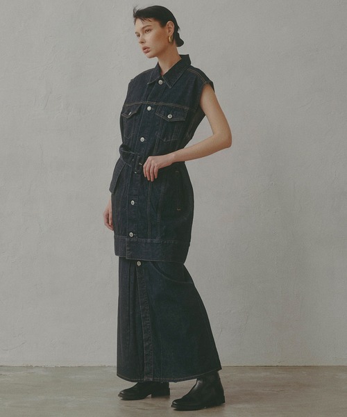 SOMETHING（サムシング）の「【GISELe 10月号掲載】atelier SOMETHING BELTED DENIM JACKET/アトリエサムシングベルテッドデニムジャケット（デニムジャケット・レディース・インディゴブルー・FREE）」の9枚目の写真
