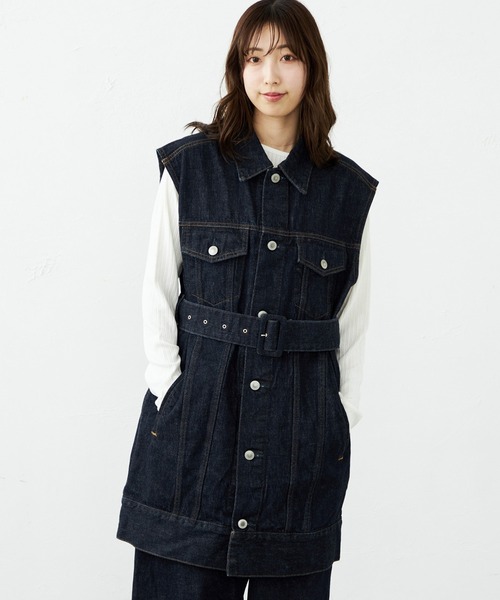 SOMETHING（サムシング）の「【GISELe 10月号掲載】atelier SOMETHING BELTED DENIM JACKET/アトリエサムシングベルテッドデニムジャケット（デニムジャケット・レディース・インディゴブルー・FREE）」の8枚目の写真