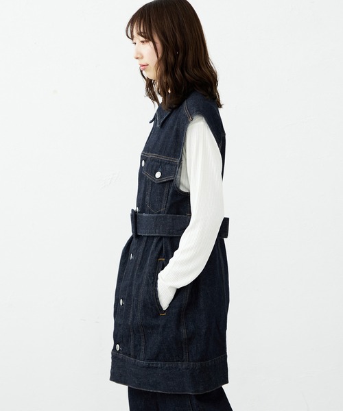 SOMETHING（サムシング）の「【GISELe 10月号掲載】atelier SOMETHING BELTED DENIM JACKET/アトリエサムシングベルテッドデニムジャケット（デニムジャケット・レディース・インディゴブルー・FREE）」の7枚目の写真