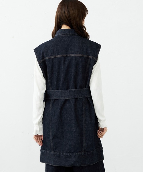 SOMETHING（サムシング）の「【GISELe 10月号掲載】atelier SOMETHING BELTED DENIM JACKET/アトリエサムシングベルテッドデニムジャケット（デニムジャケット・レディース・インディゴブルー・FREE）」の6枚目の写真