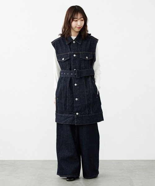SOMETHING（サムシング）の「【GISELe 10月号掲載】atelier SOMETHING BELTED DENIM JACKET/アトリエサムシングベルテッドデニムジャケット（デニムジャケット・レディース・インディゴブルー・FREE）」の2枚目の写真