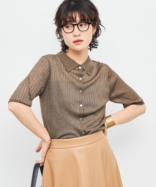 NOLLEY’S Sophi(ノーリーズソフィ)の「《手洗い可能》ワイドリブシアーポロ衿カーディガン(カーディガン/ボレロ・レディース・オリーブ/ライトブルー/ベビーピンク・38)」の19枚目の写真