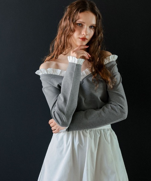 DONOBAN（ドノバン）の「Vネックフリルトップス（その他トップス・レディース・ホワイト/チャコール/グレー/ベージュ・ONE）」の18枚目の写真