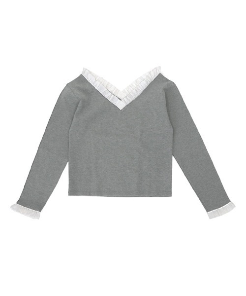 DONOBAN（ドノバン）の「Vネックフリルトップス（その他トップス・レディース・ホワイト/チャコール/グレー/ベージュ・ONE）」の14枚目の写真