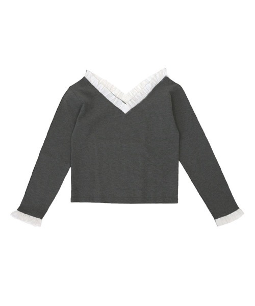 DONOBAN（ドノバン）の「Vネックフリルトップス（その他トップス・レディース・ホワイト/チャコール/グレー/ベージュ・ONE）」の15枚目の写真