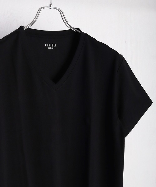WESTSEA(ウエストシー)の「99.9%の原因菌を抑制 制菌防臭 (ナノファイン加工) 接触冷感 Vネック半袖 無地 機能性Tシャツ(Tシャツ/カットソー・メンズ・ホワイト/ブラック・M/L/XL)」の3枚目の写真