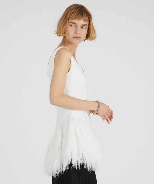 PRANK PROJECT(プランクプロジェクト)の「シャギーヘムペプラムタンク / Shaggy Hem Peplum Tank(その他トップス・レディース・アイボリー/ブラック・FREE)」の9枚目の写真