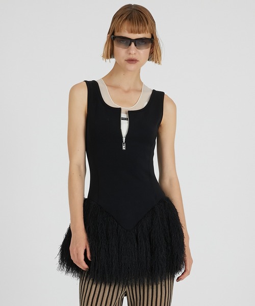 PRANK PROJECT(プランクプロジェクト)の「シャギーヘムペプラムタンク / Shaggy Hem Peplum Tank(その他トップス・レディース・アイボリー/ブラック・FREE)」の10枚目の写真