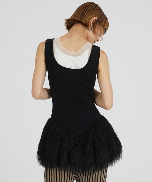 PRANK PROJECT(プランクプロジェクト)の「シャギーヘムペプラムタンク / Shaggy Hem Peplum Tank(その他トップス・レディース・アイボリー/ブラック・FREE)」の12枚目の写真